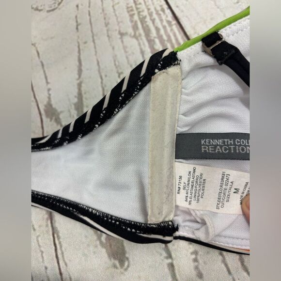 Kenneth Cole Reaction Multicolored Striped Cross Front Bandeau Bikini Top M - Picture 6 of 7